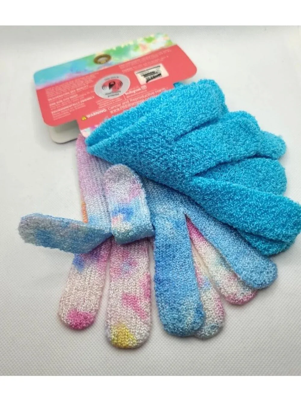 Urban Outfitters Good Vibes Exfoliating Gloves 2 Pairs OS Pink Tie Dye Blue NEW